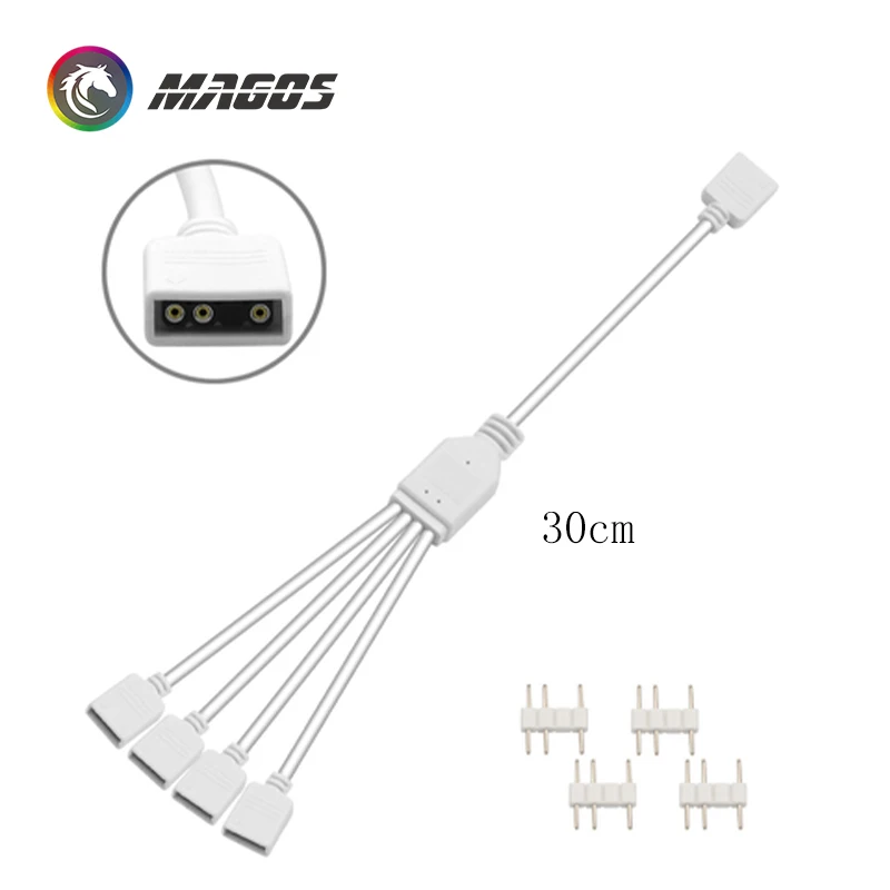 DIY White Motherboard RGB SYNC Splitter, 12V 4Pin RGB / 5V 3Pin ARGB SYNC HUB Transfer Extension Cable For M/B ASUS GIGABYTE