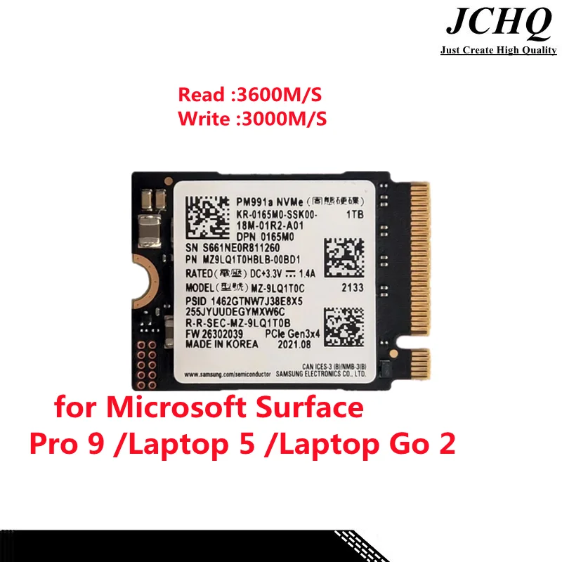 

JCHQ SSD for Microsoft Surface Pro9/ Laptop 5/Laptop Go2 Integrated Hard Disk on Logic Board 1TB