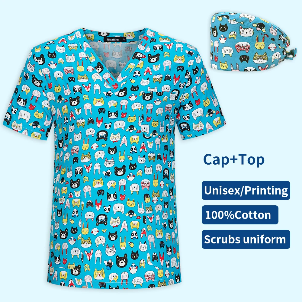 Medical Surgical Uniform Hospital Nurse Scrub Top High Quality Beauty Salon Pharmacy Workwear Dentist Clinic Pet Doctor Uniforms