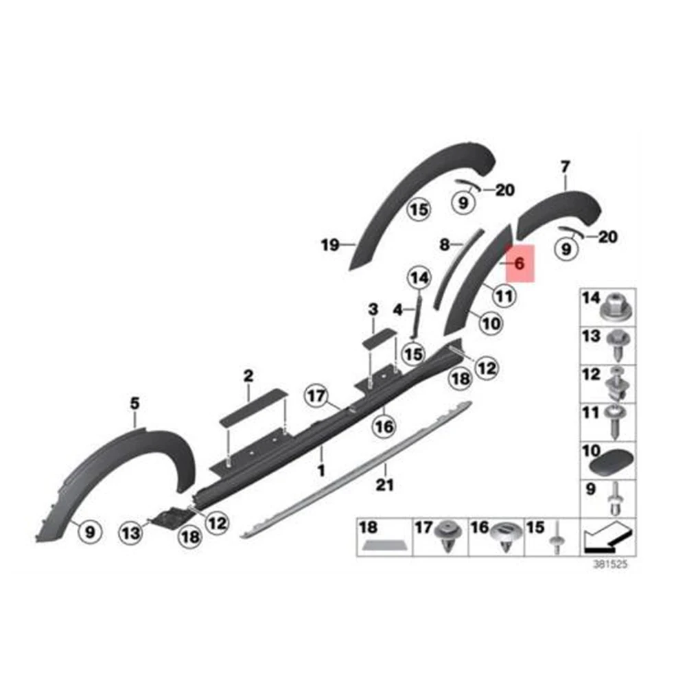 BMW 미니 쿠퍼 R60 컨트리맨 R61 페이스맨용 자동차 뒷바퀴 펜더 커버 머드가드 아치 트림 51779801885 51779801886 9801886