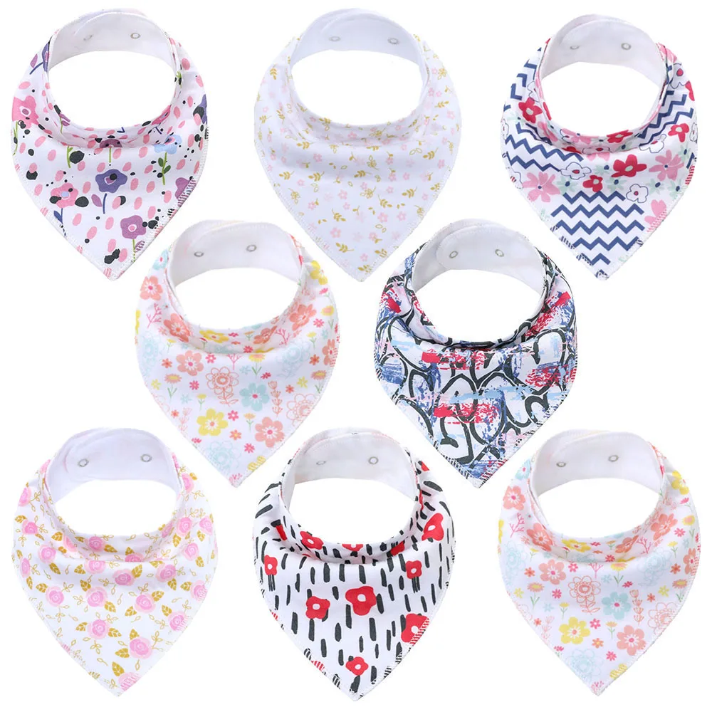 Yoowalar Baberos Bebe Bandanas, 8 Piezas Algodón Bavoirs Bandanas pour  Bébés con 2 Ajustables Botón a Presión, Suave & Absorbente Baberos Bebe  Recien Nacido para Niños y Niñas : : Bebé