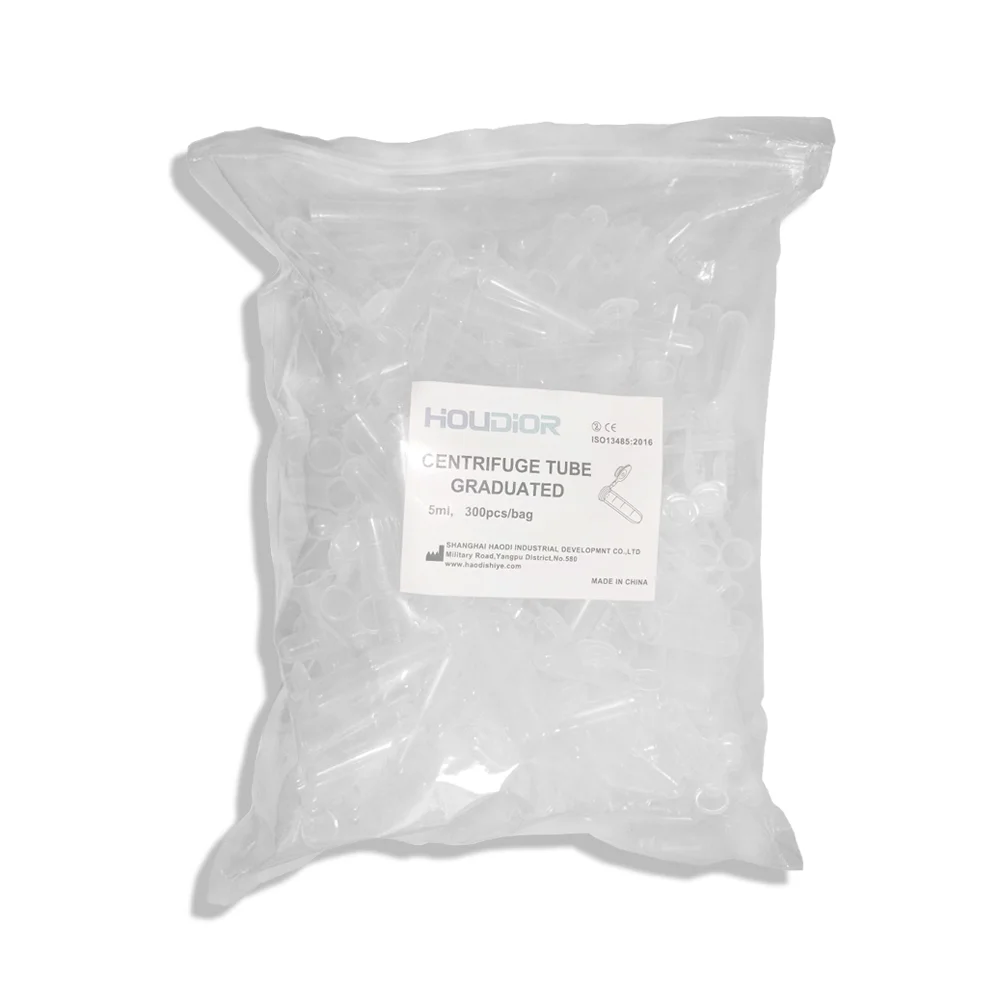 300Pcs 5ML Laboratory Sample Screw Round Bottom Plastic Test Tube Ep Tube with Scale Screw Cap Centrifuge