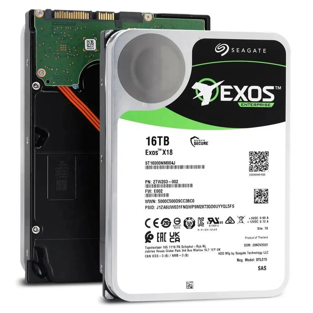 

16 Тб Exos X18 7200 об/мин SAS 12 Гб/с 256 МБ кэш 512e/4Kn 3,5-дюймовый корпоративный жесткий диск HDD ST16000NM004J