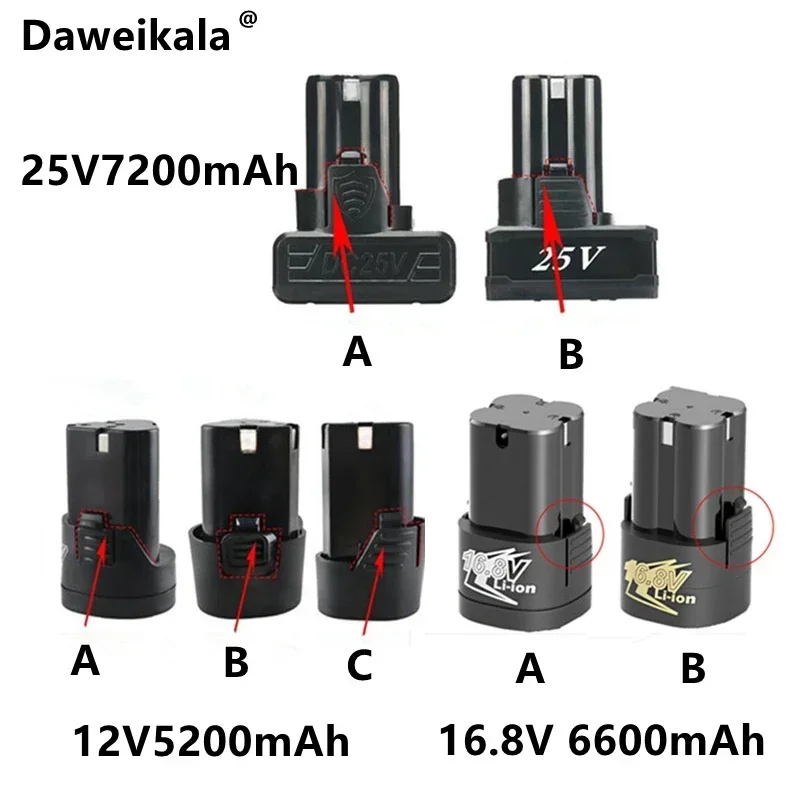 

New 12V 16.8V 25V 18650 Lithium Li-ion Battery For Cordless Screwdriver Electric Drill Battery Power Tools Charger Battery 3.7V