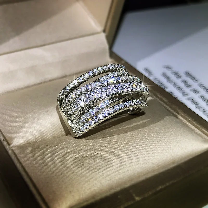 925 Sterling Silver Women Rings Interweave Design Zirconia Wedding Ring Valentine Present Jewelry Anniversary silver ring wedding rings silver rings