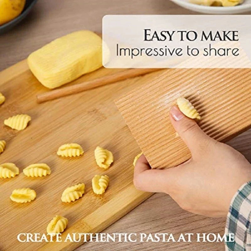 Noodles Wooden Butter Table and Popsicles Easily Make Homemade Pasta Non-Stick Butter Pasta Board Gnocchi Roller
