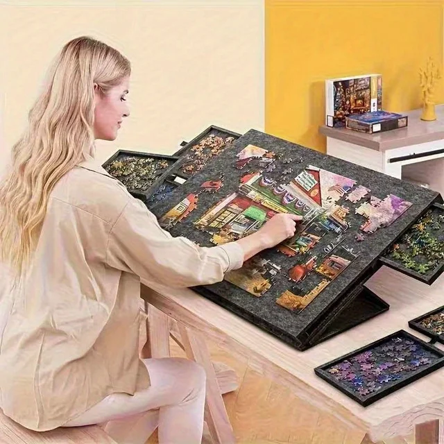 1 ensemble de planches de Puzzle décoratives 6 en 1, bureau de Puzzle inclinable avec 6 tiroirs, peut contenir 1000 pièces pour la décoration de la maison et le rangement éducatif 6 1 ensemble de planches de Puzzle décoratives 6 en 1, bureau de Puzzle inclinable avec 6 tiroirs, peut contenir 1000 pièces pour la décoration de la maison et le rangement éducatif 6