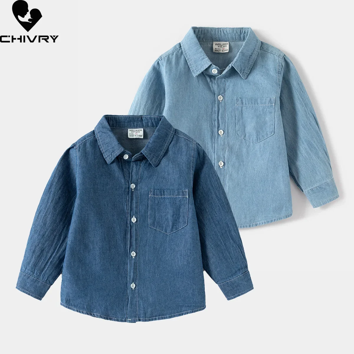 

Boys Classic Denim Shirts New 2024 Spring Autumn Children Fashion Long Sleeve Lapel Solid Denim Shirt Tops Kids Casual Clothing
