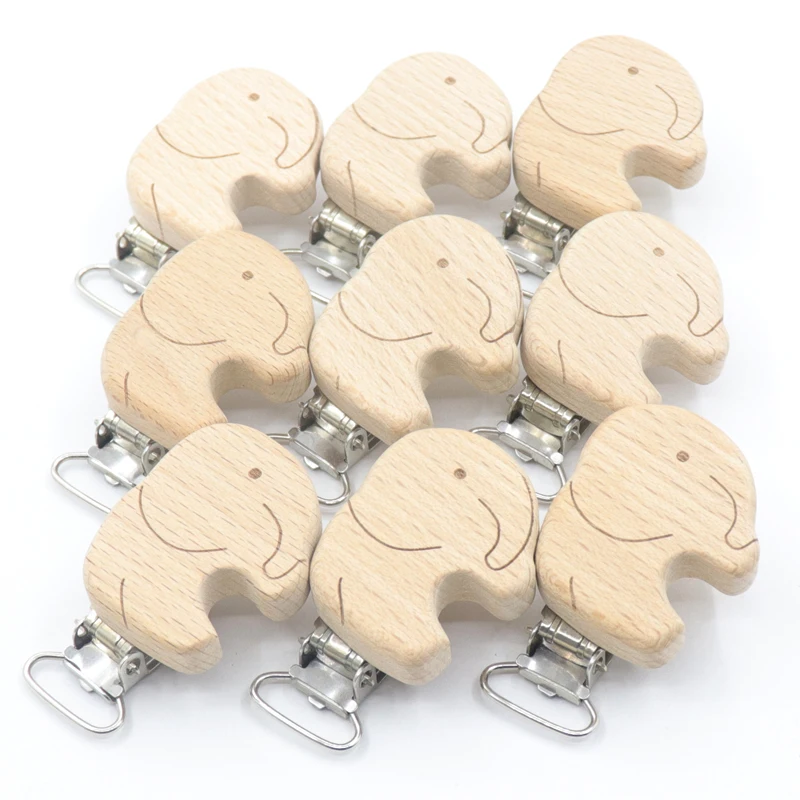 Pacifier Chain Pacifier Clip Pacifier Accessories 5Pcs Nipple Chain Accessories Modelling Beech Pacifier Clips BPA Elephant Fox Wolf Deer Owl Shaped DIY Accessories For Baby