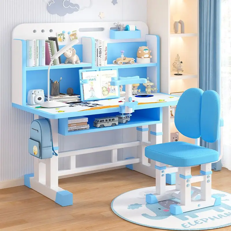 AOLIVIYA Children's Study Table Household Primary and Secondary School Student Desk Bookshelf Writing Table Liftable