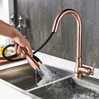 Kitchen Faucets Pull Out Antique Bronze Kitchen Sink Water Mixer Tap Crane Faucet Hot Cold with Sprayer EL9021 3