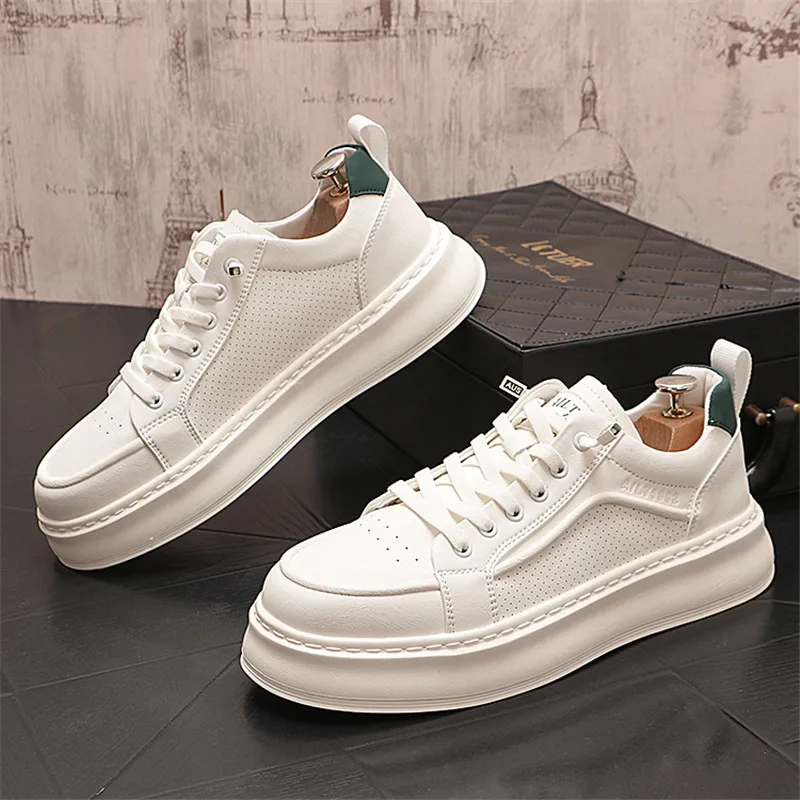 England Style Dress Wedding Party Shoes Comfortable Light Breathable Vulcanized Platform Leather Casual Sneakers T76 5