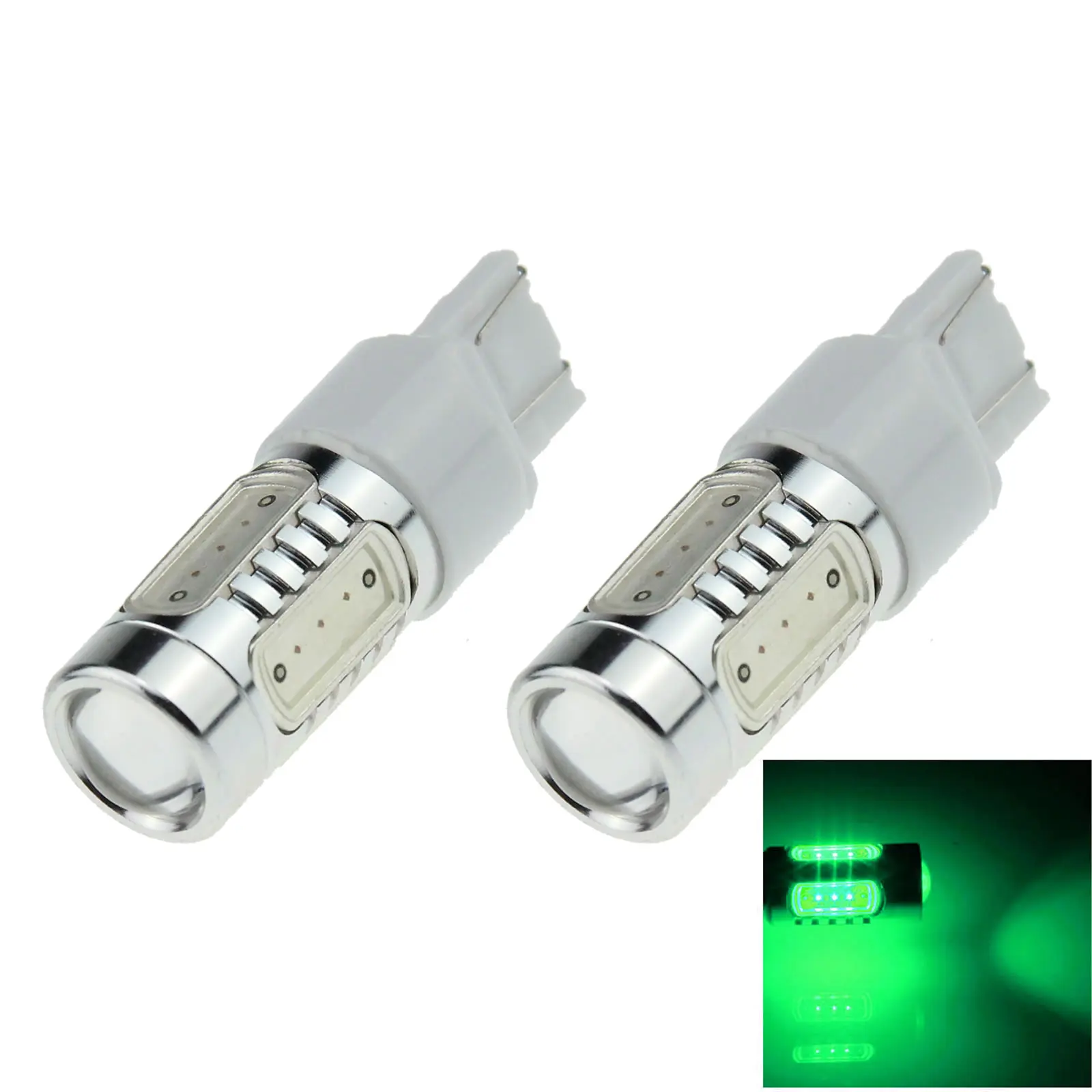 2X Зеленые Автомобильные тормоза 7443 флюоресцентная лампа 5 излучателей COB SMD флюоресцентная лампа W21/5W T20 флюоресцентная лампа