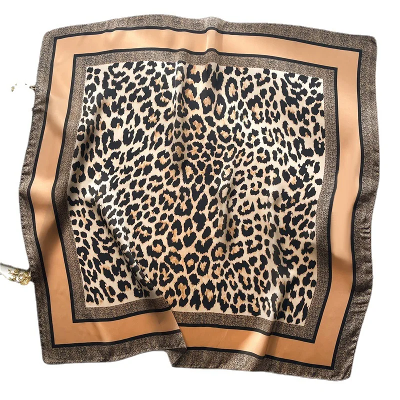 

Silk Scarf for Women Square Luxury Natural Silk Shawls Wraps Leopard Print Summer Ladies Neckscarf Pure Silk Scarves L112