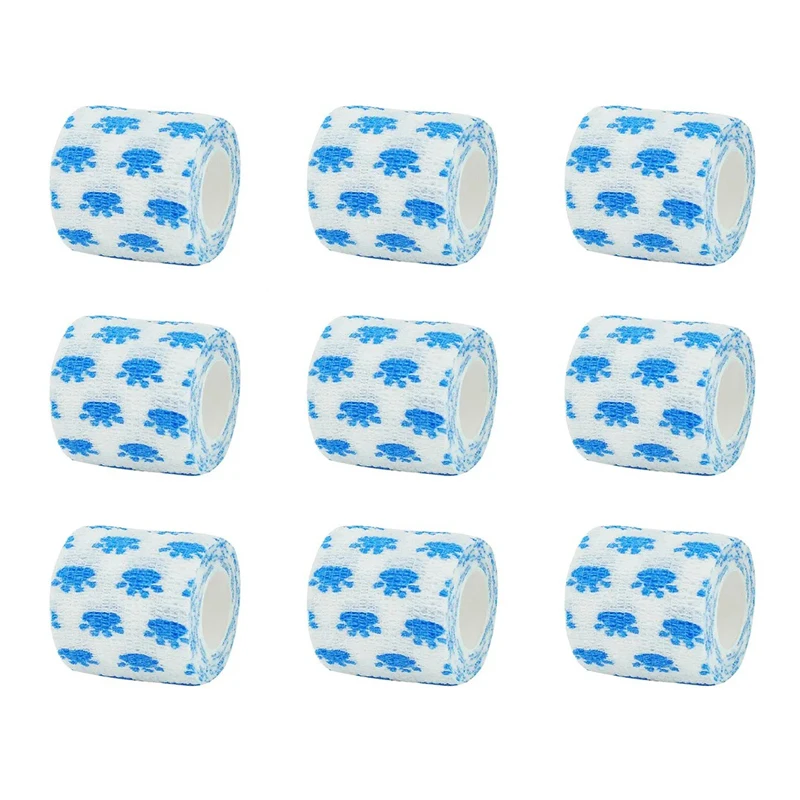 Blue paw Printed Motion Self Adhesive Elastic Bandage 4.8m Sports Wrap Tape for Finger Joint Knee