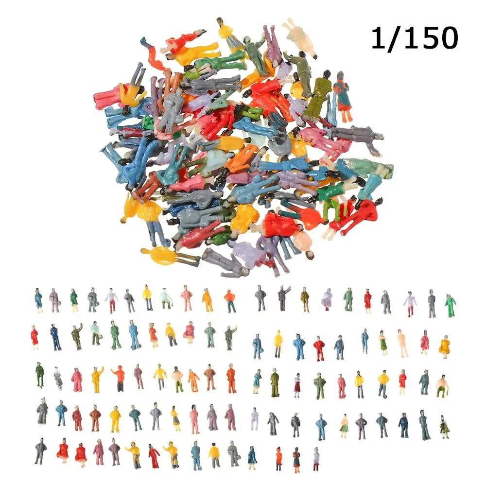 Lot De 100 Figurines Peintes échelle 1:50 – 3,5 Cm De Haut, Multicolores – Pour Maquettes De Train Ou Dioramas