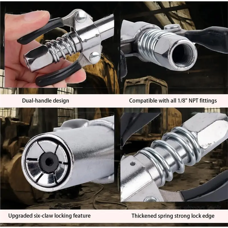 ABCA-14PCS 액세서리 키트, 12인치 호스, 니들 디스펜서, 유압 커플러 및 트랙터, 자동차 및 기계용 고무 팁 노즐