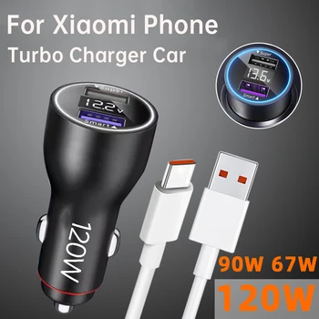 Caricabatterie USB per Auto Xiaomi 120W 20V 6A, Ricarica Turbo 67W 90W, Caricatore Automatico per Telefoni Mi 15 13t 14 Ultra Poco X7 F8 Redmi Note 12t