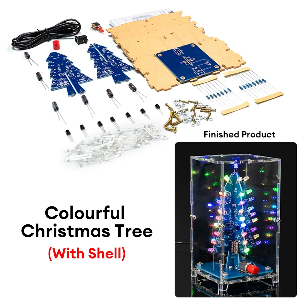 Kit d'arbre de noël clignotant LED, Kit électronique de bricolage, pratique de soudage électronique, apprentissage, arbre de noël 3D coloré