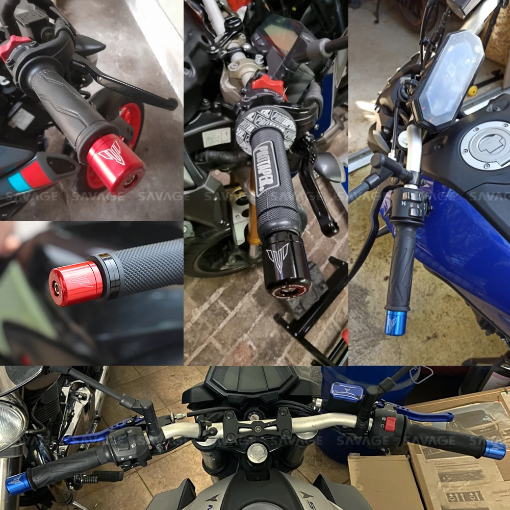 CNC Aluminum Bar End Caps For Yamaha MT07, MT09, XSR900, MT10 & More – Red/Blue/Black