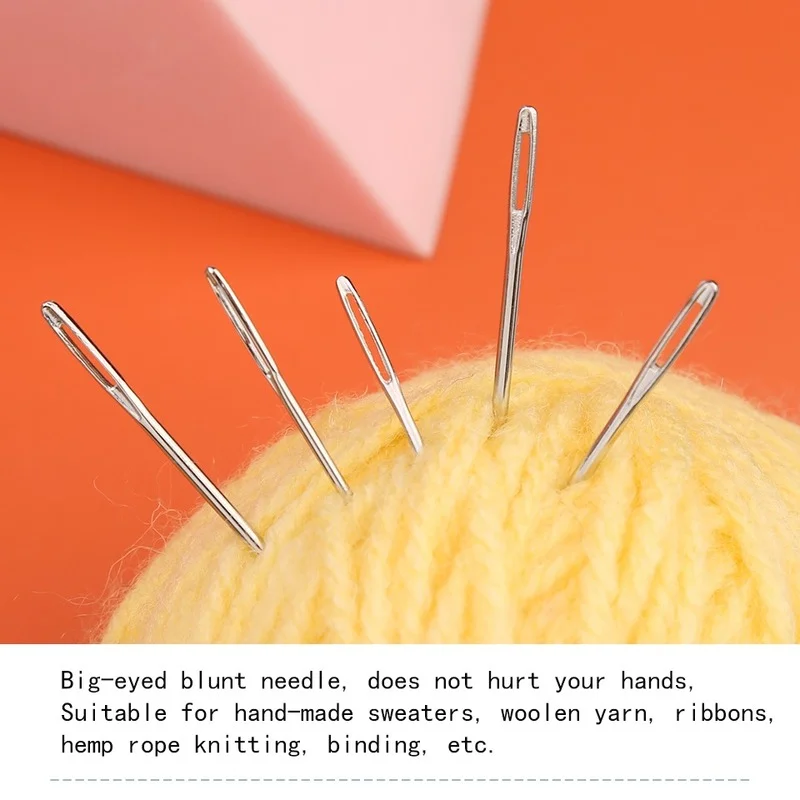 Description Picture 4 of itemKnitters Wool Large Eye Blunt Needles Leather Sewing Needle Gold Needle Embroidery Tapestry Hand Sewing Tools Crochet Kit