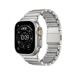 Luminous Titanium Metal Band with Silicone Magnetic Strap - (S10 11)46mm (Titanium Gray)