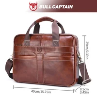 BULLCAPTAIN sac pour ordinateur portable en cuir, couche supérieure en cuir 15 "sac pour ordinateur portable porte-documents pour ordinateur portable pour hommes porte-documents travail sac de voyage d'affaires 053 6