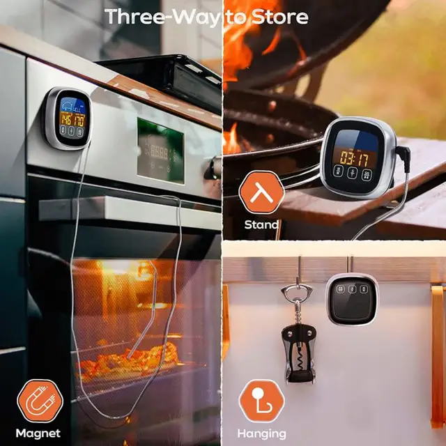 Időzítő Riasztási Szondával Távoli Digitális Konyha Intelligens Hús Hőmérő Led Smart Display Bbq Szonda Otthoni Főzési Eszközök