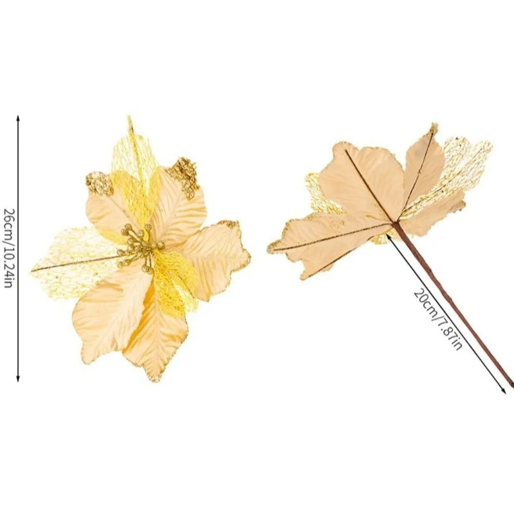 Maple Leaf Shaped Simulated Christmas Flowers Realistic Luxury Faux Christmas Flower Handmade Eternal Flower Holiday Decor