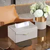 High-Quality Luxury Leather Tissue Box Lid-Flap Magnetic Tissue Holder Artistic Square Paper Storage Rack Napkin Case Home Decor 3
