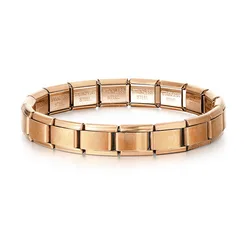 Stylish Square Stainless Steel Stretchable Bracelet - Hip Hop Inspired Jewelry Gift (Rose Gold Color)
