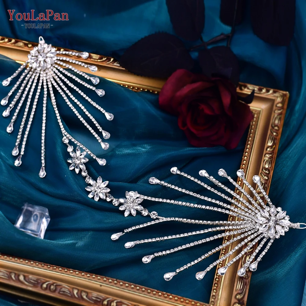 YouLaPan Bridal Headband Woman Tiara Wedding Hair Accessories Brides Hair Ornament Pageant Rhinestone Flower Headpiece HP476