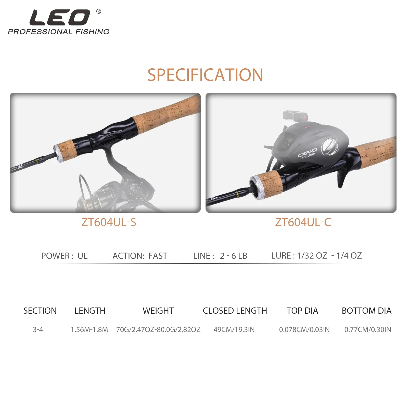 LEOFISHING Carbon Fishing Lure Rod Spinning Casting Fast UL