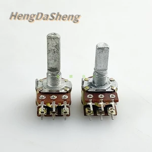 5Pcs/Lot 16 Type Dual Potentiometer B100K 20MM 25MM semi-axis Power Amplifier Sound Volume Control 40 Point Step