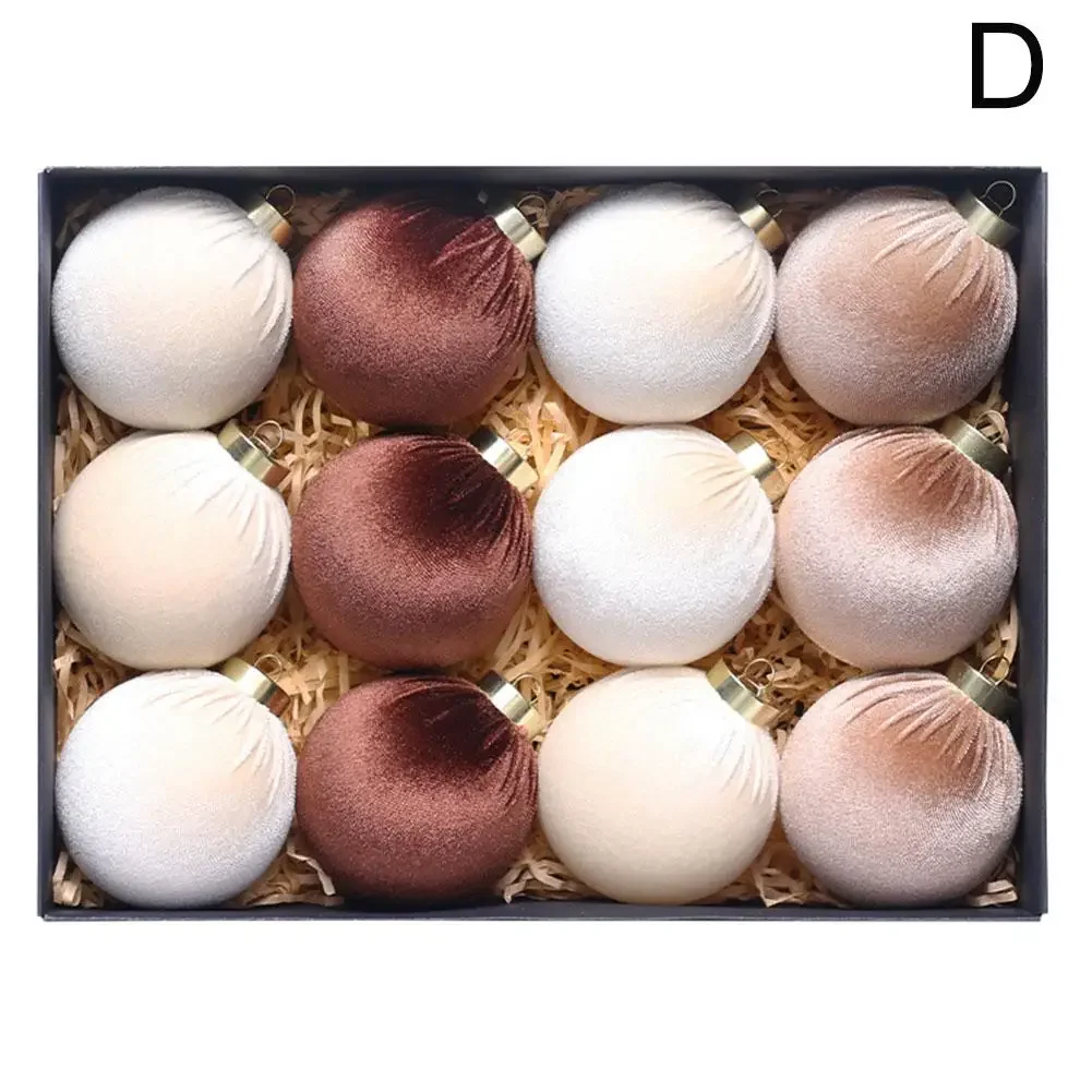 thumbnail image 1 of Juego de 12 bolas de terciopelo para árbol de Navidad, 8 cm, con lazo para colgar, decoración navideña para el hogar, Pa S6A9, 1 of 5