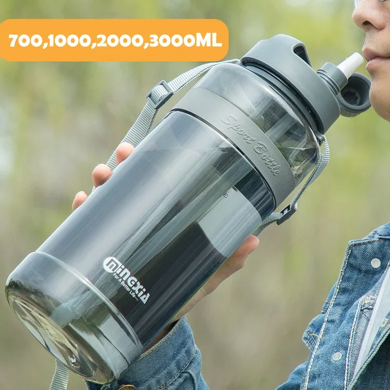 New Sport Drinking Water Bottle with Straw BPA Free 1000 Ml 2000ml Plastic Water Drinking Bottle for 1L 1 liter