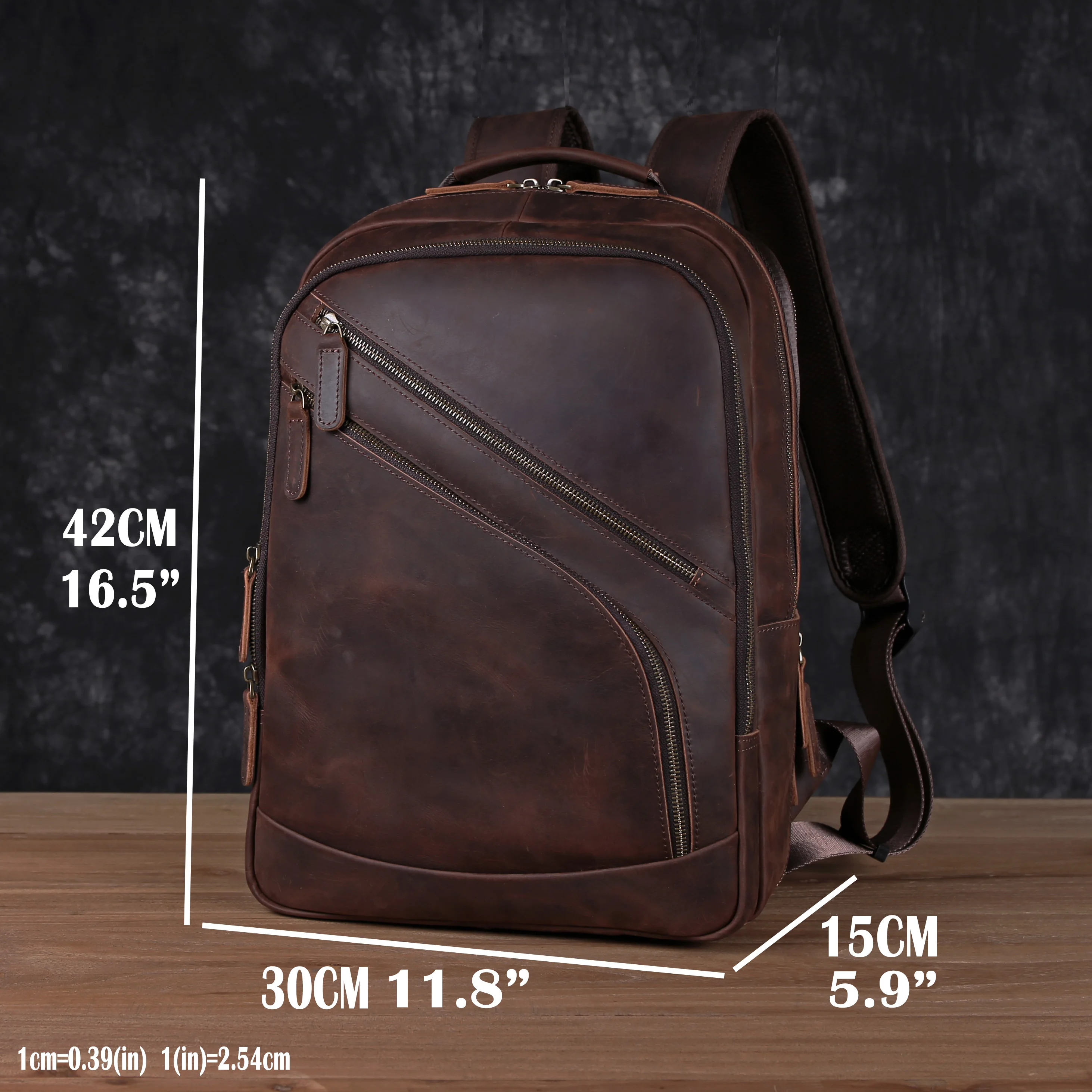 Leather Backpack Men's Backpack Top Layer Cowhide Computer Bag Large Capacity Hiking Bag Retro Travel Bag Fashion Schoolbag 6