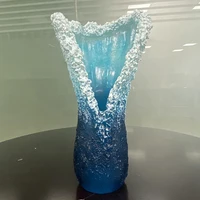 Sea Wave Vase, Wavy Vase Resin Blue Wavy Vase For Office Living Room Decorations Coffee Shop Decor 30Cm 2