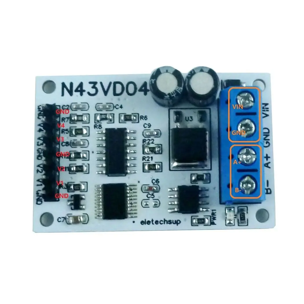 

0-5V 4ch Voltage Analog Acquisition Controller RS485 PLC Modbus RTU Command ADC