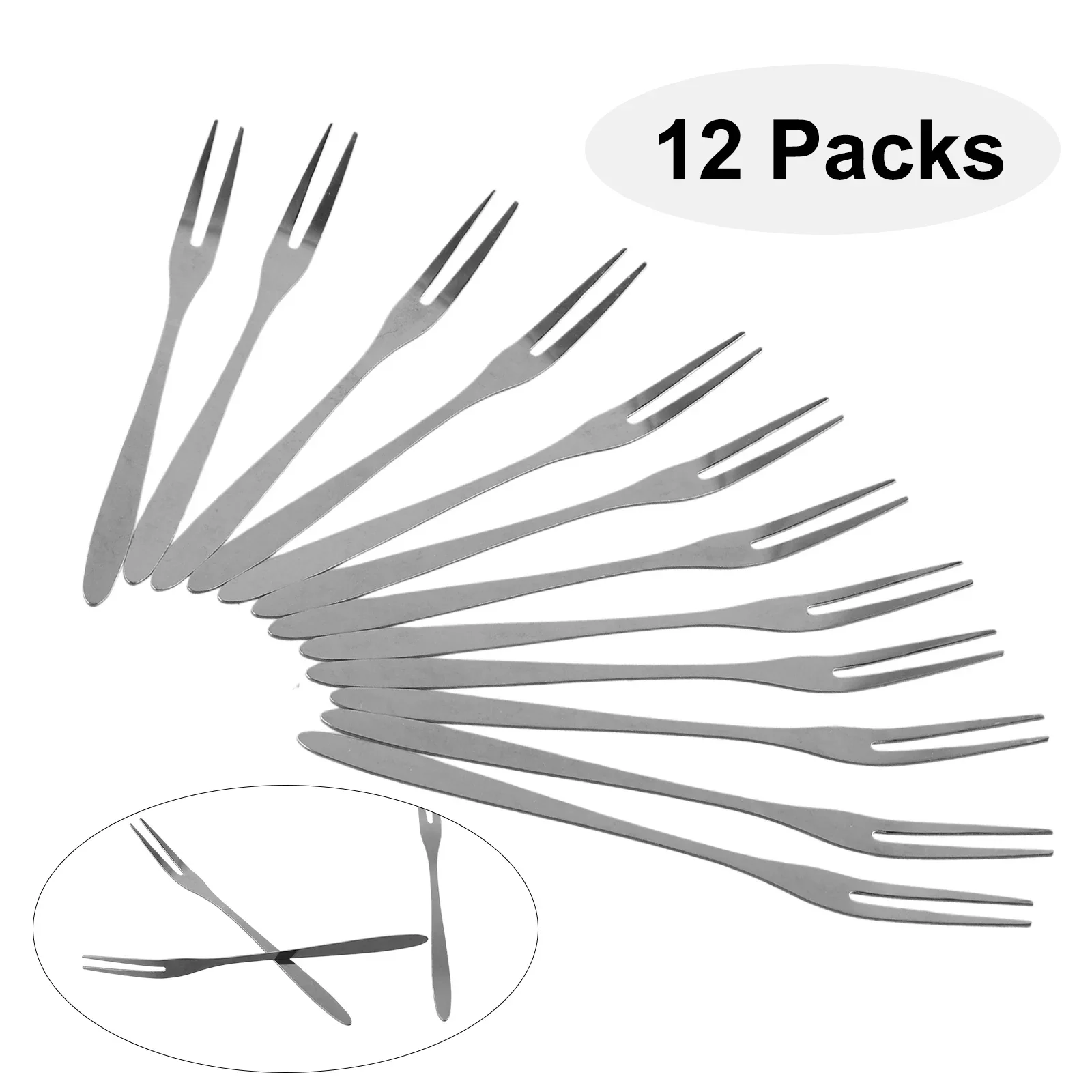 Fruit Fork 12Pcs Fruit Fork 12.8*0.9cm Stainless Steel Dessert Cake Salad Cutlery Fork For Family Office Party BBQ Restaurant Camping