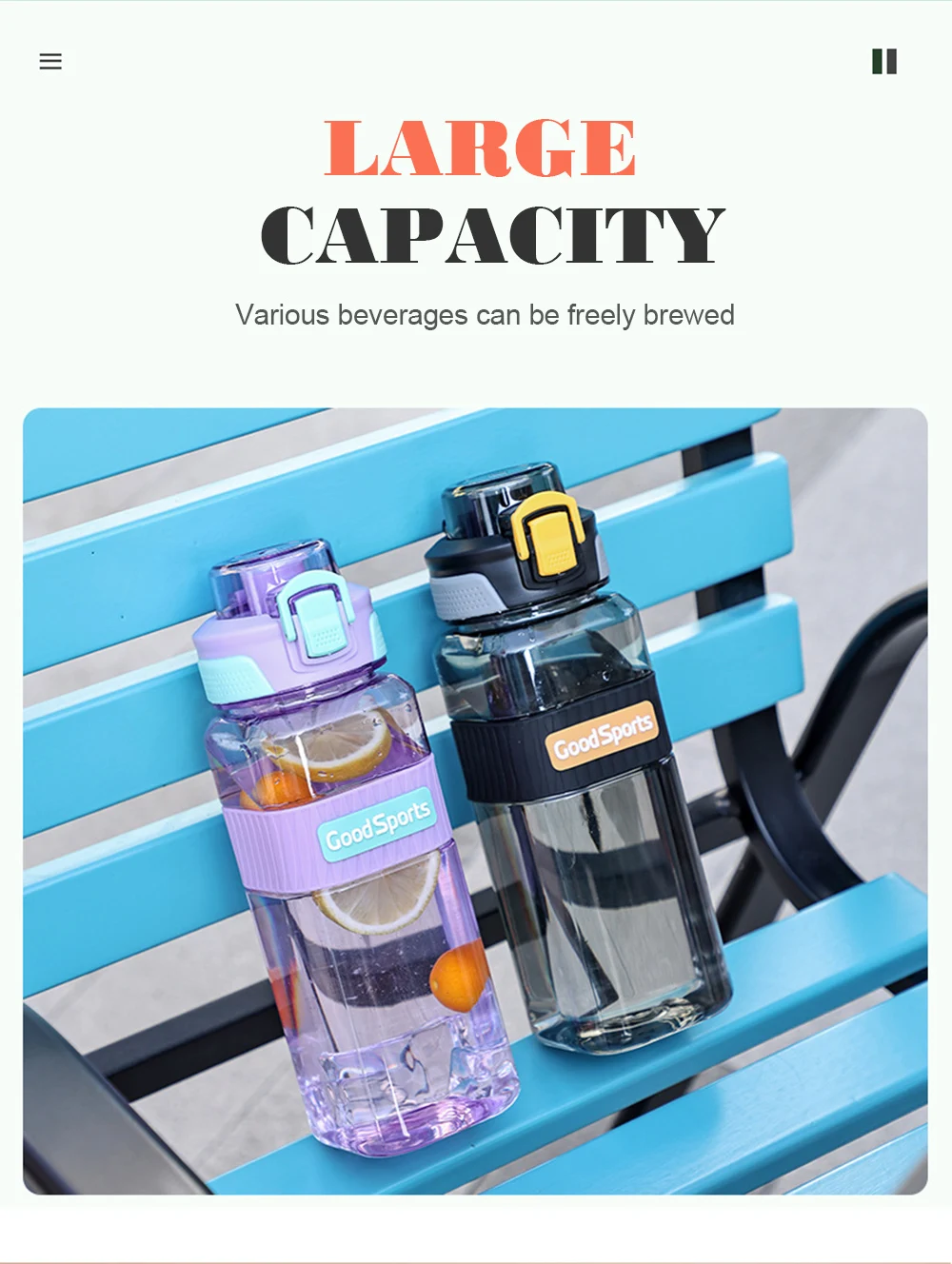 Description Picture 3 of item800ML Sports Water Bottle Large Capacity Plastic Cups Leakproof Drinking Bottle Portable Water Cup For Travel Outdoor Drinkware