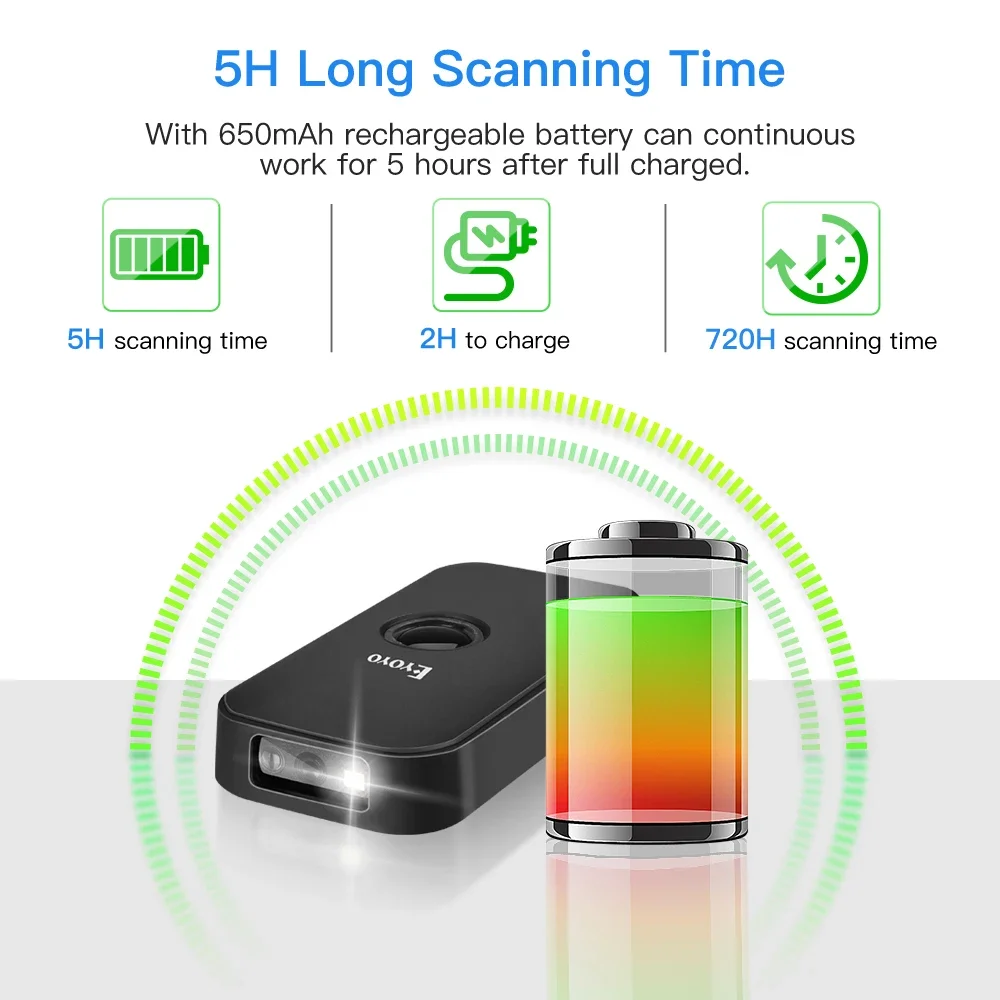 Barcode Scanner Eyoyo EY-009 Mini 1D/2D QR Barcode Scanner 2.4G Wireless&Bluetooth Bar Code Reader Portable 1D QR Image Scanner for IOS Android