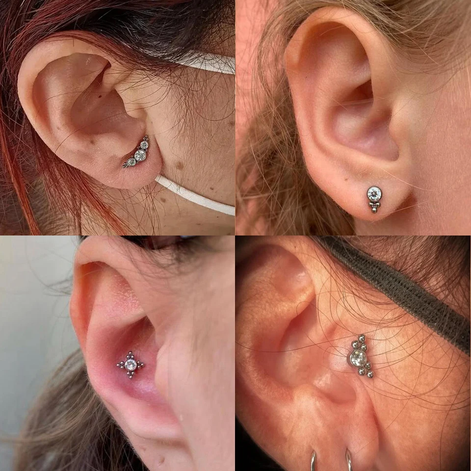 Piercing De Nombril En Titane Avec Oxyde De Zirconium Noir - 14G, Longueur 10mm, Filetage Interne - Modèle G23