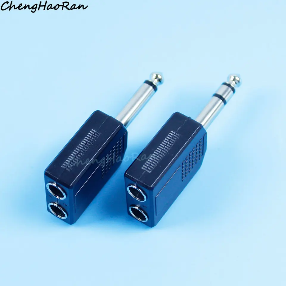 1 Pezzo 2 Poli Mono/3 Poli Jack Audio Stereo A Doppio Canale Da 6,35 Mm Maschio A 6,35 Mm Femmina Doppio Jack Convertore Per Microfono Per Cuffie - Foto 4