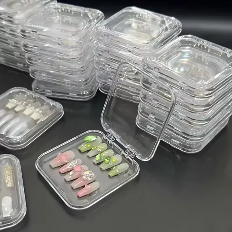 Press-On Nail Storage Acrylic Boxes with Adhesive Sheets