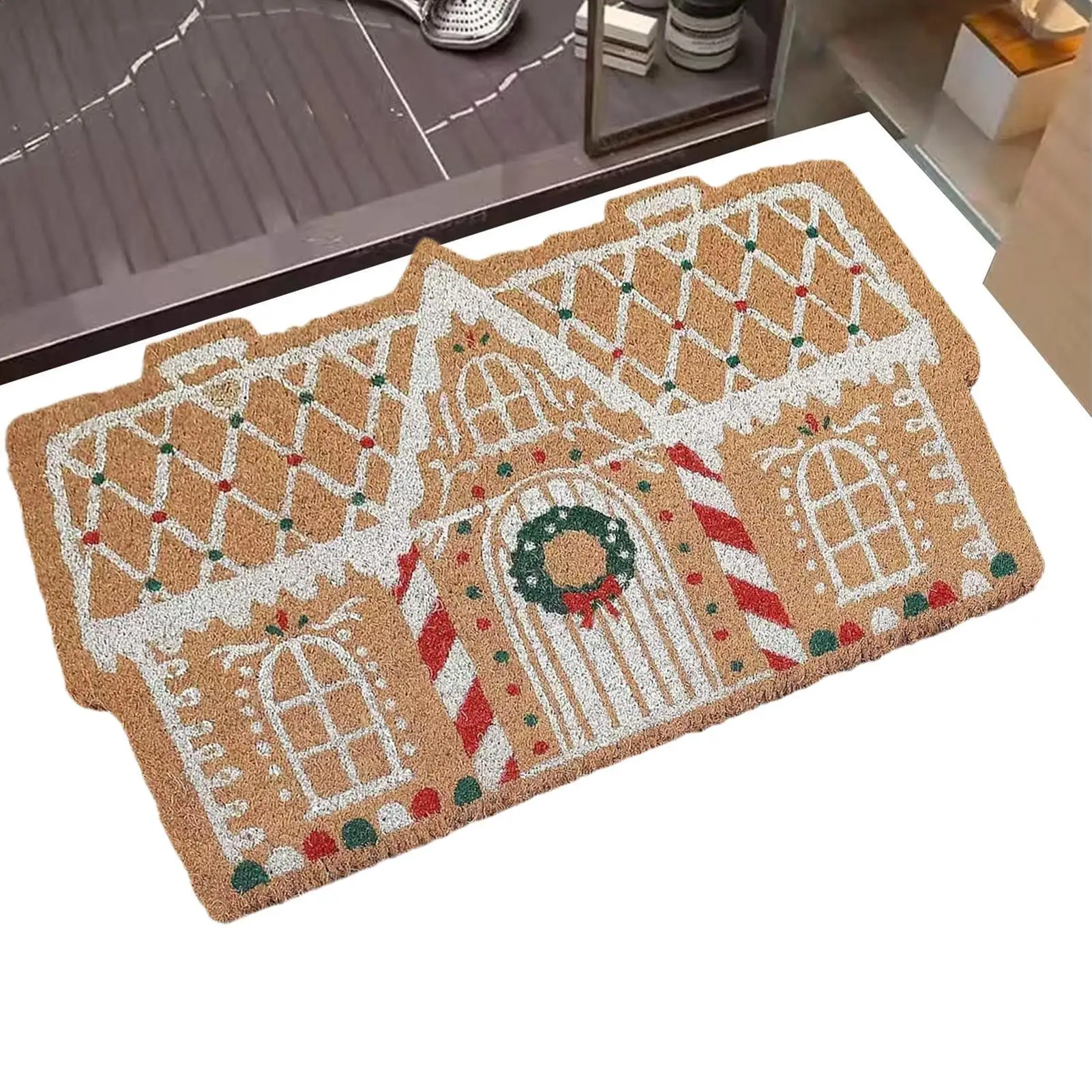 Christmas Door Mat Outdoor Entryway Door Mats Non-Slip Rug Holiday Decorations Winter Mat for Home Kitchen Bathroom Christmas