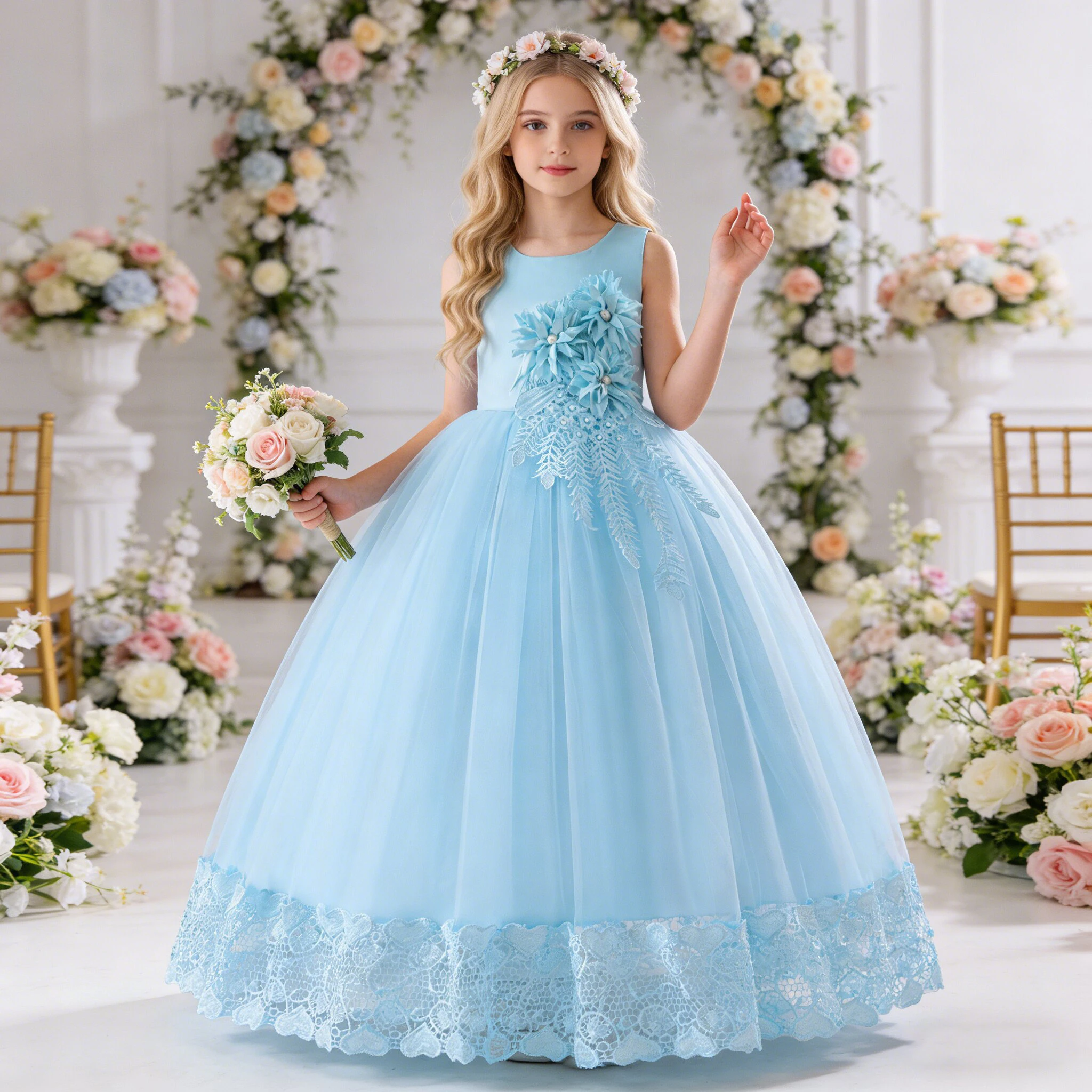 Princess Dresses Christmas Prom Dresses Teen Flower Wedding Girls Party  Dress Christmas Costume Princess Pageant Prom