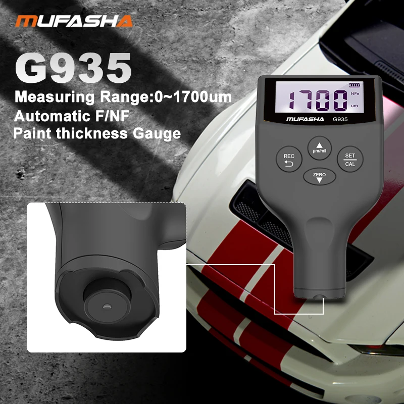 Paint thickness gauge MUFASHA G935 coating thickness gauge 0.1 Micron 0~1900um Fe and NFe car paint film tools thickness tester paint coating meter thickness gauge