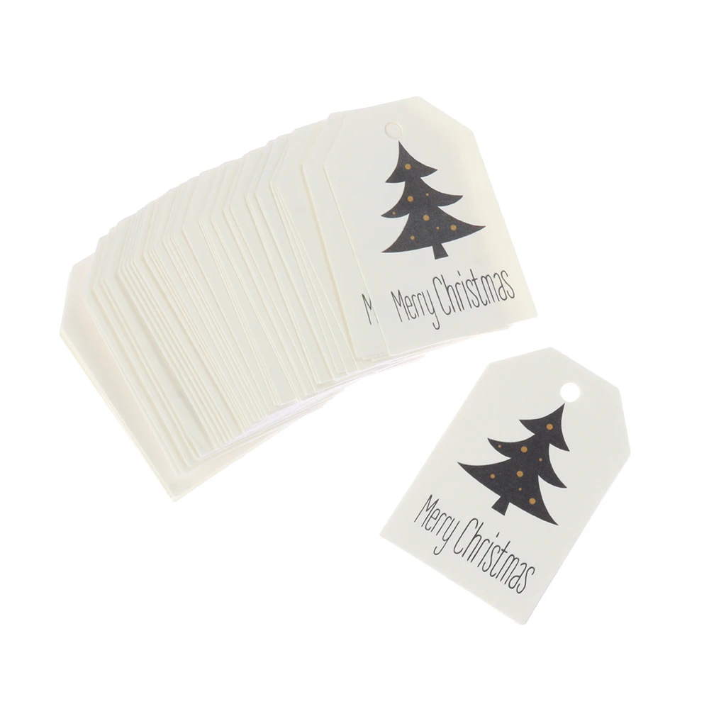 thumbnail image 1 of 50 etiquetas Kraft para manualidades, etiquetas de Feliz Navidad, etiquetas de papel para envolver regalos, etiquetas colgantes, tarjetas de papel de Papá Noel, suministros para fiestas de Navidad, 1 of 5