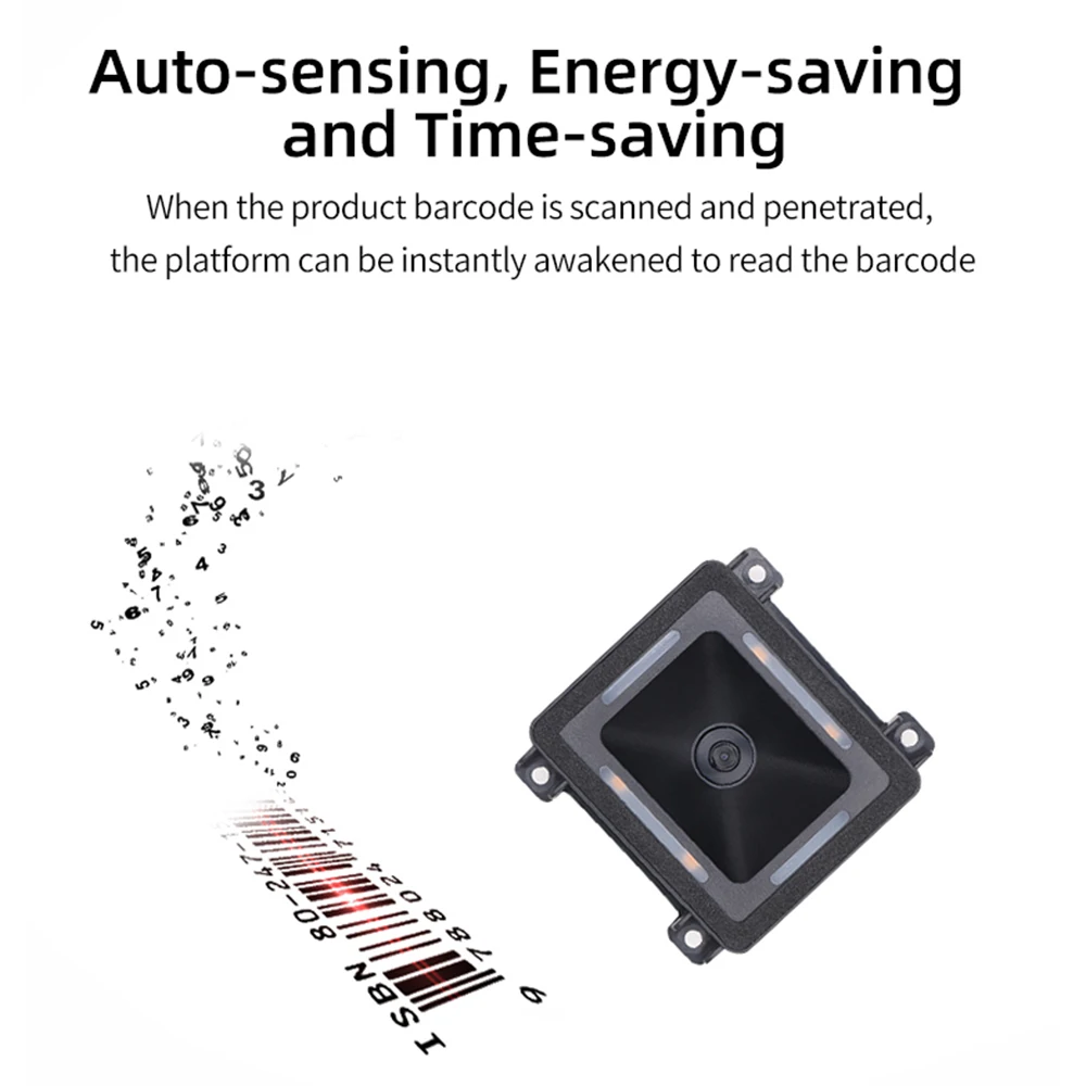 내장형 바코드 스캐너, 자기 유도 1D 2D QR 바코드 리더 모듈, 지지대 RS-232, TTL, USB 포트 연결, 자동 스캐닝
